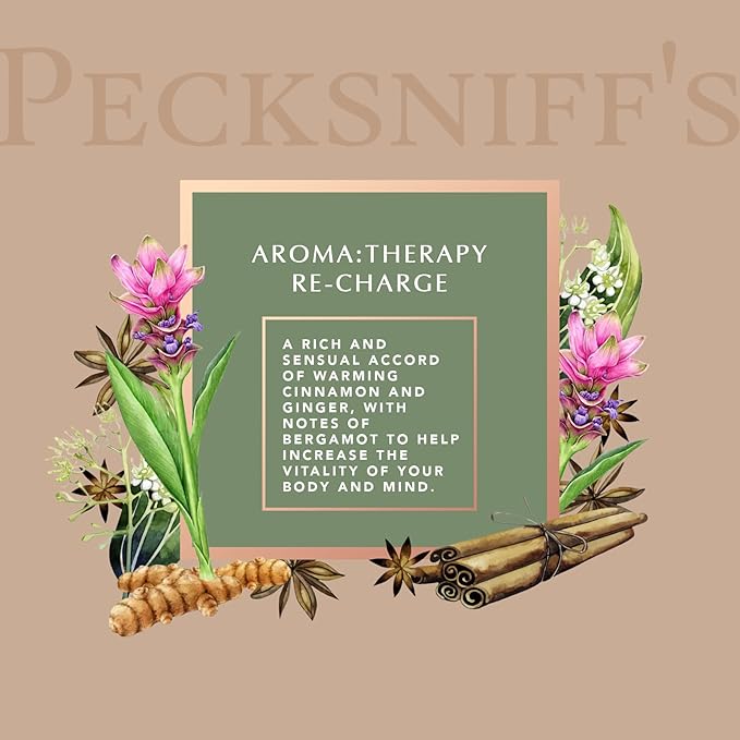 Pecksniff's Re-Charge Invigorating 3-Wick Candle - Cinnamon & Ginger Aroma, Premium Quality Wax, 283g, Long-Lasting Scent for Focus and Energy
