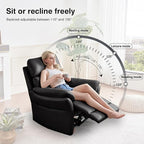 AIRSKY Genuine Leather Recliner Chair, Top Grain Leather, Italian Water-Washing Process, Recliner Chairs for Adults, Single Sofas for Living Room, Theater Seating, Bedroom. R1, Black