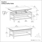 SIMPLIHOME Acadian Lift Top Coffee Table - 48 inch Wide Solid Wood Transitional Pop-up Cocktail Table in Brunette Brown, Classic Living Room Table with Lift-up Storage Compartment and Open Shelf