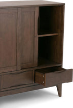 SIMPLIHOME Harper Solid Wood 48 inch Storage Cabinet in Walnut Brown (Set of 2) for The Living Room, Entryway and Family Room