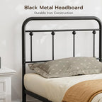 Black Metal Twin Size Headboard, Farmhouse and Vintage Style Dorm Headboards Only, Adjustable Height, Spindle Detail and Elegant Curves Design