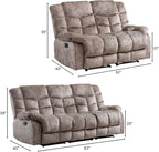 CANMOV Manual Recliner Sofa Set,2 Pieces Sofa Furniture Set for Living Room, Manual Reclining Loveseat and Recliner Sofa with Overstuffed Arms for Living Room, Bedroom, Light Brown (2+3)
