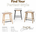 Thor Wicker Premium Solid Wood Counter Stool 24", Set of 2, Backless Counter Height Seating with Hand-Knitted Rope, Eco-Friendly Modern Design (Light Brown)