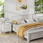 LYNSOM Fluted Dresser and Nightstand Sets 4 Piece, 2-Drawer Nightstands and 5/7 Drawers Dresser, Wood Bedroom Furniture Set for Home, Bedroom, Hallway, White