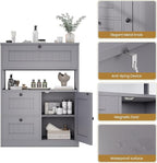 Bathroom Cabinet, Modern Bathroom Floor Storage Cabinet Organizer with 1 Door and 3 Drawers, Freestanding Cupboard for Kitchen/Living Room Use