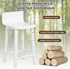 COSTWAY Solid Wood Bar Stools Set of 2, 24.5-inch Counter Height Chairs with Low Back and Footrest, Farmhouse Wooden Armless barstools for Kitchen Island, Dining Room, Cafe, Breakfast, White