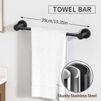 4-Pieces Bathroom Hardware Set Black, Stainless Steel 16 Inch Towel Bar Set, Towel Racks for Bathroom Wall Mounted