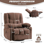 BOSMILLER Oversized Recliner Chair for Adults with Vibration Massage and Lumbar Heating Swivel Rocker Recliner with Cup Holder and USB Charge Port for Living Room