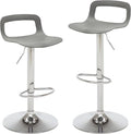 NOBPEINT Contemporary Chrome Air Lift Adjustable Swivel Bar Stool, Set of 2, Gray