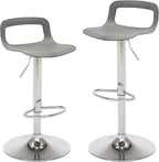 NOBPEINT Contemporary Chrome Air Lift Adjustable Swivel Bar Stool, Set of 2, Gray
