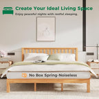 DELAVIN King Size Bed Frame with Farmhouse Headboard, Solid Wood Platform Bed with Storage, Malaysian Oak King Bedframe, Wood Slats Support, No Box Spring Needed, Rustic Pine