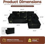 106" Oversized Couch Sofa, L Shape Couches for Living Room, No Assembly Required Corduroy Sectional Sofas with Right Facing Chaise for Home Apartment