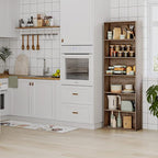 FOTOSOK 6-Tier Open Bookcase and Bookshelf, Freestanding Display Storage Shelves Tall Bookcase for Bedroom, Living Room and Office, Oak