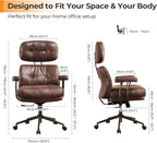 Ergonomic Office Chair Comfy with Lumbar Support, High Back Suede Leather Rolling Executive Desk Chair for Home Office & Gaming, 360° Swivel, 300lbs (Dark Brown)