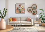 Wieco Art Framed Wall Art Japanese Vase with Roses and Anemones by Vincent Van Gogh Oil Paintings Reproduction Artwork Flowers on Canvas Wall Art for Home and office Decorations