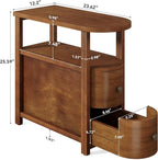 LITTLE TREE Solid Wood End Table with 2 Drawers & Open Shelf, No Assembly Required Side Table for Living Room, Vintage Brown Couch Side Tables, Slim Bedside Table Nightstand for Bedroom