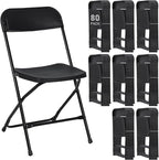 80 Pack Plastic Black Folding Chairs, Portable Stackable Commercial Party Folding Chairs with Steel Frame 350lbs for Home Office Outdoor Indoor Office Wedding Party Event