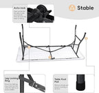 Folding Table 6FT HDPE 6 Foot Foldable Table Portable Banquet Surface Fold-in-Half Desk Utility for Working Meeting Parties, Picnic, Camping, Weddings, Catering, Garden Dining-White