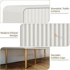 HLR White Dresser for Bedroom,48'' Wide Wood Chests of Drawers,Modern Fluted 6 Drawer Dresser with Gold Metal Handles,Clothes Deep Drawer Dressers Storage for Living Room,Hallway