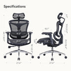 SIHOO Doro C300 Ergonomic Office Chair with Ultra Soft 3D Armrests, Dynamic Lumbar Support for Home Office Chair, Adjustable Backrest Desk Chair, Swivel Big and Tall Computer Chair Black