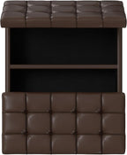 SIMPLIHOME Harrison 30 inch Wide Transitional Square Small Coffee Table Storage Ottoman in Chocolate Brown Vegan Faux Leather, Assembled, for The Living Room and Bedroom
