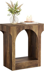 Tribesigns Wood End Side Table with Storage Space for Living Room, Narrow Nightstand for Bedroom, Brown