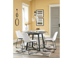 Signature Design by Ashley Centiar Mid Century Round Dining Room Table with Metal Legs, Gray & Black