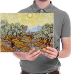 Wieco Art Olive Trees with Yellow Sky and Sun Canvas Print of Vincent Van Gogh Wall Art Paintings Reproduction Field Pictures Artwork for Wall Decor and Home Decorations VAN-0071-3040