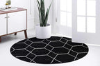 Unique Loom Trellis Frieze Collection Area Rug - Geometric (5' 1" Round, Black/ Ivory)