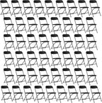 50 Pack Black Plastic Folding Chairs, Portable Party Chairs, Stackable Commercial Seats with Steel Frame for Home Office Wedding Party Indoor Outdoor Events Chairs, 350lbs Capacity
