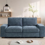 TEKAMON 73" Modular Sofa Couch with Seat Storage, Comfy 2-Seater Chenille Fabric Loveseat Sofa for Living Room, Office, Apartment W/Deep Seat, Wide Armrest,Pockets, USB Charging Removable Cover(Blue)