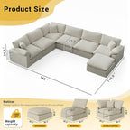 Cloud Modular Couch for Living Room,7 Seater U Shape Linen Blend Sofas,Modern Deep Seat Cloud Sofas,Convertible Comfort Down Filled Sectional Couches,Removable Washable Cushion Covers,Light Biege