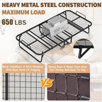 75" x 38" Folding Beds with Mattress for Adults, Portable Foldable Twin Bed with Memory Foam Mattress & Super Strong Frame, Convenient Roll Away Guest Bed for Storage