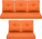 Patio Chair Cushions 5 Packs - Outside 22x24 High Back Water-Resistant Cushion with Zipper Cover for Outdoor Glider Rocking Chairs Loveseat 3-seat Couch Sofa – Orange/Buckle