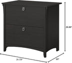 Bush Furniture Salinas 2 Drawer Lateral File Cabinet in Vintage Black, Home Office Storage Solution, Organizer with Drawers for Workspace, Filing Unit