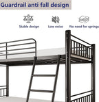 Metal Bunk Bed Twin Over Twin，Loft Bed with Removable Ladder and Full-Length Guardrail，Twin Bunk Beds Frame Heavy Duty Metal Slat Support for Adults, Kids and Young Teens (Black)