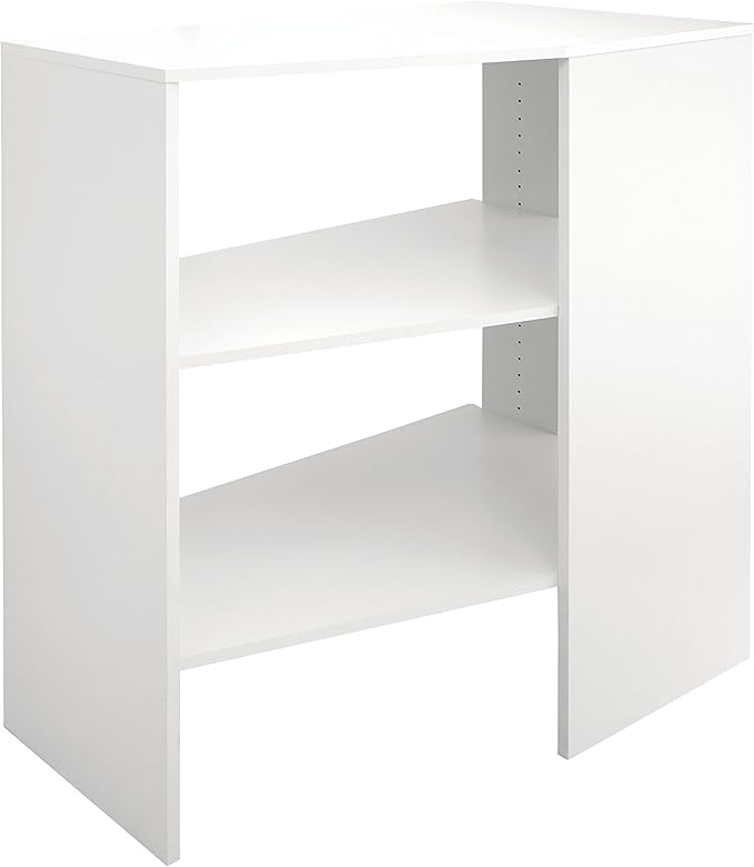 ClosetMaid SuiteSymphony Wood Corner Shelf Unit, 2 Shelves, Adjustable, Stacking, For Storage, Closet, Clothes, Shoes, Décor, Pure White, 41.13" X 19.63" X 31.75" Corner Unit