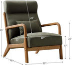 ANJHOME Mid Century Modern High Back Accent Chairs Set of 2, Single Lounge Armchair with Solid Wood Frame, Comfy Reading Chair for Living Room, Easy Assembly