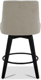 Watson & Whitely Counter Height Bar Stools, Performance Fabric Upholstered Modern Swivel Barstool with Back, Solid Wood Legs, 26" H Seat, Linen
