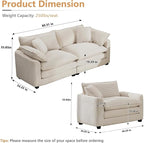 mikibama Luxury 3 Piece Sofa Set, Loveseat Couch & 2 Single Sofa Set, Modern Corduroy Comfy Cloud Couches Set for Living Room Office with 2 Armrest Pillows and 4 Toss Pillows, Beige