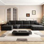 135.4" Oversized Cloud Modular Sectional Sofa, U-Shaped Couches with Ottoman for Living Room, Deep Seat Boneless Couch, 1600lb Weight Capacity, No Assembly Required (Black, Right Facing Chaise)