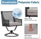 JOIVI Outdoor Swivel Patio Chair Set of 2, Rattan Dining Chairs with Armrest and Cushions, Outdoor Swivel Chair with Iron Frame for Garden, Lawn, Porch, Balcony