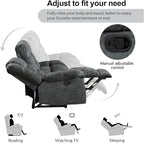 CANMOV Manual Reclining Sofa Set, 3 Pieces Sofa Set, Manual Recliner Chair, Reclining Loveseat and 3-Seat Sofa for Living Room, Furniture Set, Grey(1+2+3)
