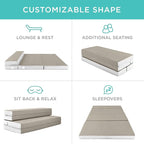 Best Choice Products 4in Portable Full-Size Mattress, Tri-Fold Mattress for Camping, Guest, Toddler, Foam Plush w/Carry Case - Taupe