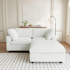 Modular Sectional Sofa, L Shaped Sofa with Ottoman, 78.74" Oversized Loveseat, Plush Deep Seat Sleeper Couches for Living Room, Apartment, Couch Cushion Covers Removable, Beige