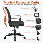 CLATINA Ergonomic Desk Chair, Mid Back Mesh Computer Chair with Lumbar Support and Armrest, Height Adjustable Swivel Chair for Home Office, Black (1PK)
