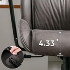 High Back Office Desk Chair,Ergonomic Reclining Office Chair,Modern Swivel Computer Chair,Conference Room Chairs,Grey Leather Chair with Lumbar Support,330lbs
