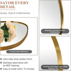 ANDY STAR Gold Bathroom Mirror, 24"x32" Brushed Brass Asymmetrical Wall Mirror in Stainless Steel Metal Frame, Unique Vanity Mirror with Modern Curved Design, Ideal for Bathroom, Bedroom, Entryway