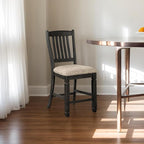Signature Design by Ashley Tyler Creek Farmhouse 24.38" Counter Height Upholstered Barstool, Set of 2, Almost Black