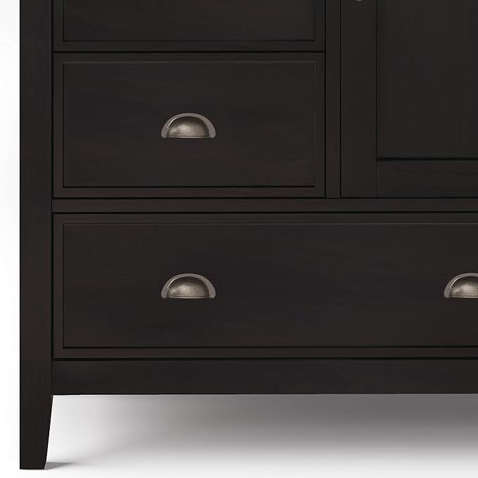 SIMPLIHOME Redmond SOLID WOOD 39 Inch Wide Transitional Medium Storage Cabinet in Hickory Brown, For the Living Room, Entryway and Family Room